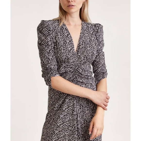 Isabel Marant silk Albini Black and White Patterned Dress NEW - Picture 5 of 11